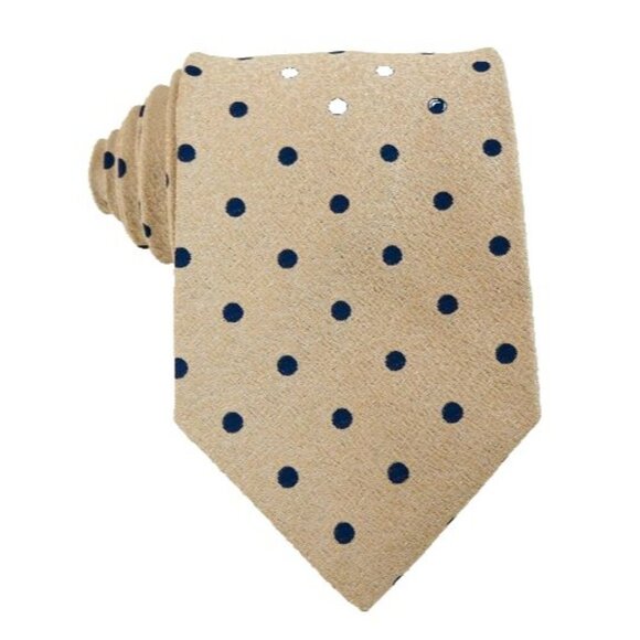 Brighton Clothes Shop Chicago Vintage Tie Beige Blue Polka Dot Necktie 1970s 80s - Picture 1 of 4